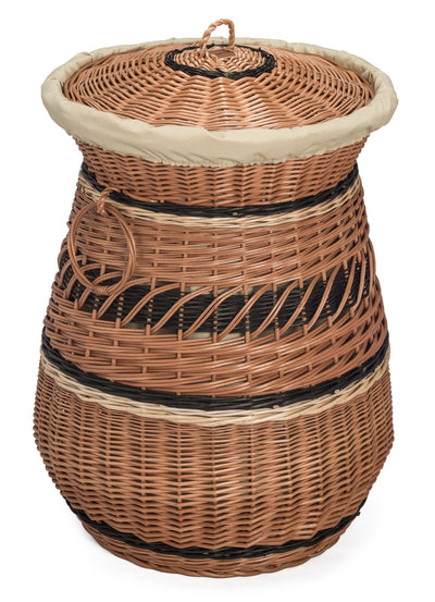 Round Laundry Wicker Basket Lined Home & Garden Prestige Wicker 