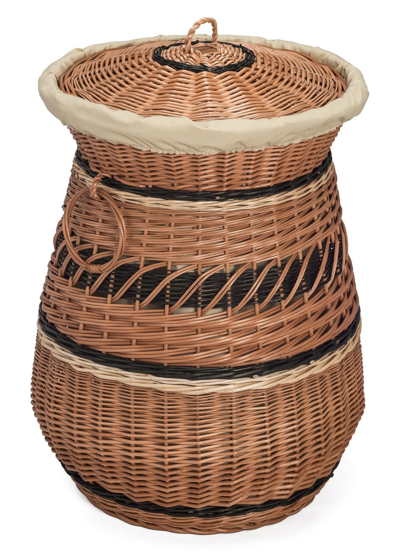 Round Laundry Wicker Basket Lined Home & Garden Prestige Wicker 