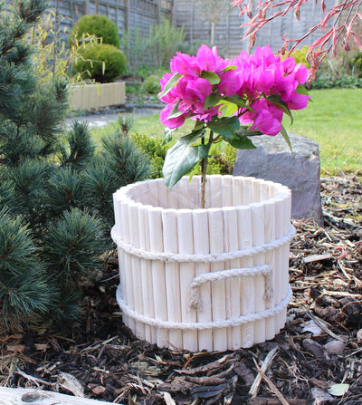 Round Vintage style wooden flower pot HOME AND GARDEN Prestige Wicker 