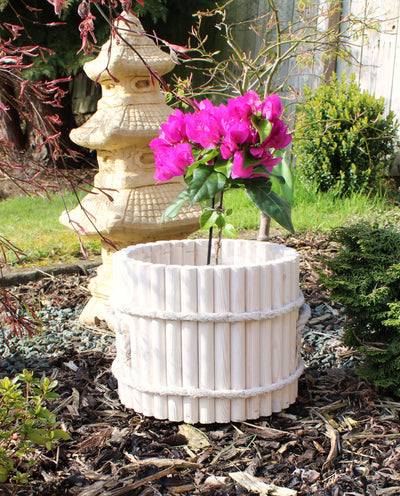 Round Vintage style wooden flower pot HOME AND GARDEN Prestige Wicker 