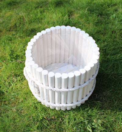 Round Vintage style wooden flower pot HOME AND GARDEN Prestige Wicker 