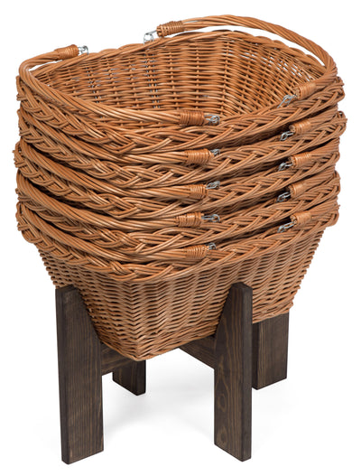 Set of 5 Shopping Baskets with Stand Display & Catering Prestige Wicker 