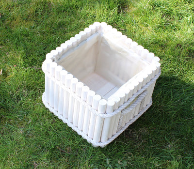 Square Vintage style wooden flower pot HOME AND GARDEN Prestige Wicker 