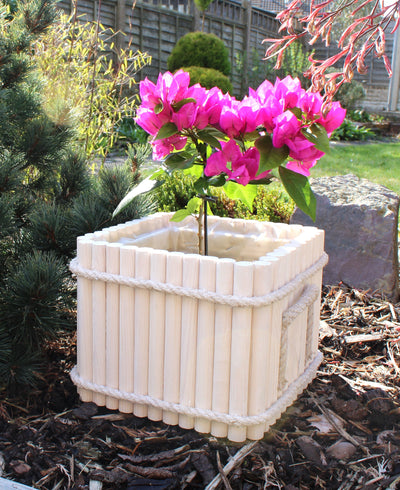 Square Vintage style wooden flower pot HOME AND GARDEN Prestige Wicker White 