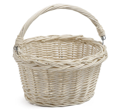 White Wicker Small Bicycle Shopping Basket - Lavell Home & Garden Prestige Wicker 