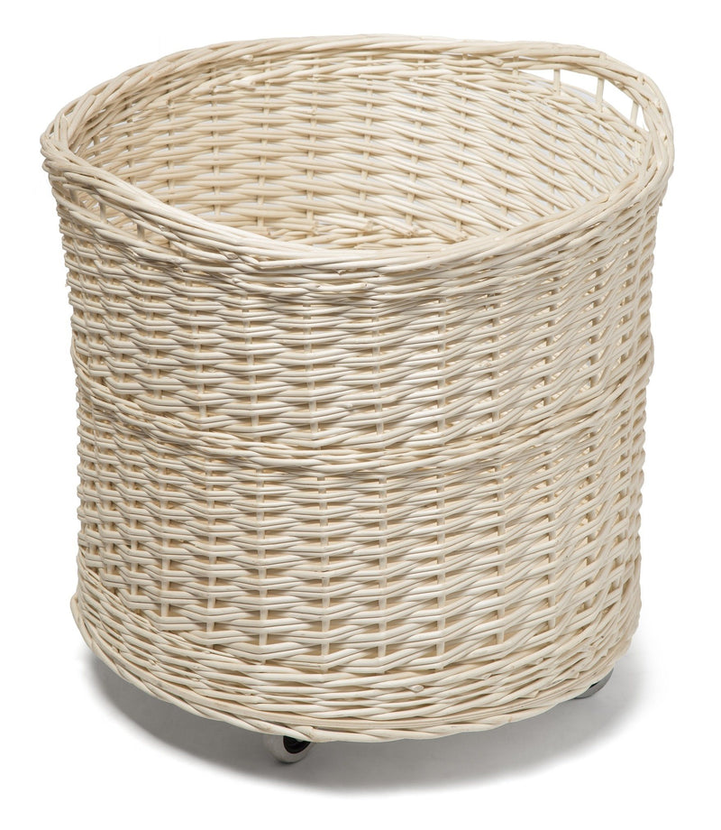 White Wicker Storage Display Basket on Wheels Display & Catering Prestige Wicker 