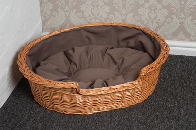 Wicker Dog Basket Dark Cushion Pets Prestige Wicker 