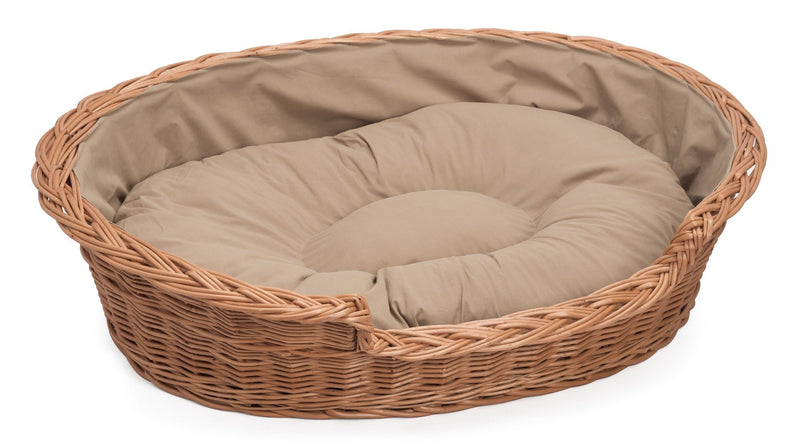 Wicker Dog Basket Light Colour Cushion Pets Prestige Wicker 