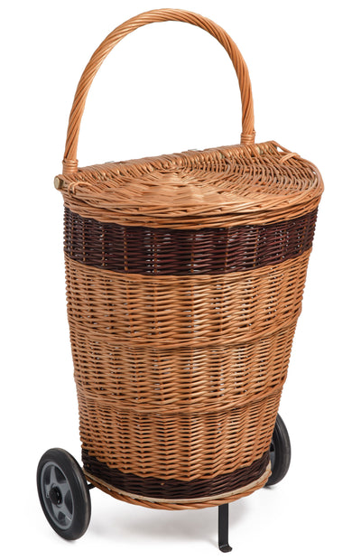 Wicker Trolley Basket Shopping Storage with Lid Home & Garden Prestige Wicker 