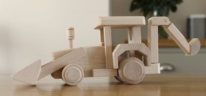 Wooden Bulldozer Digger Construction Tractor HOME AND GARDEN Prestige Wicker 