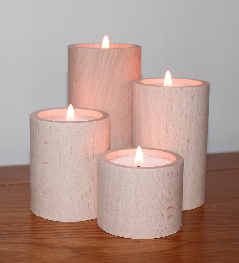 Wooden Tea Light Candle Holder set of 4 HOME AND GARDEN Prestige Wicker 