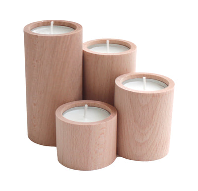 Wooden Tea Light Candle Holder set of 4 HOME AND GARDEN Prestige Wicker 