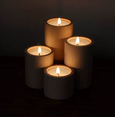 Wooden Tea Light Candle Holder set of 4 HOME AND GARDEN Prestige Wicker 